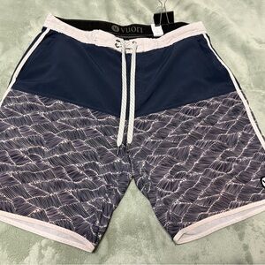 Vuori Navy and Gray Drawstring Swim Shorts EUC